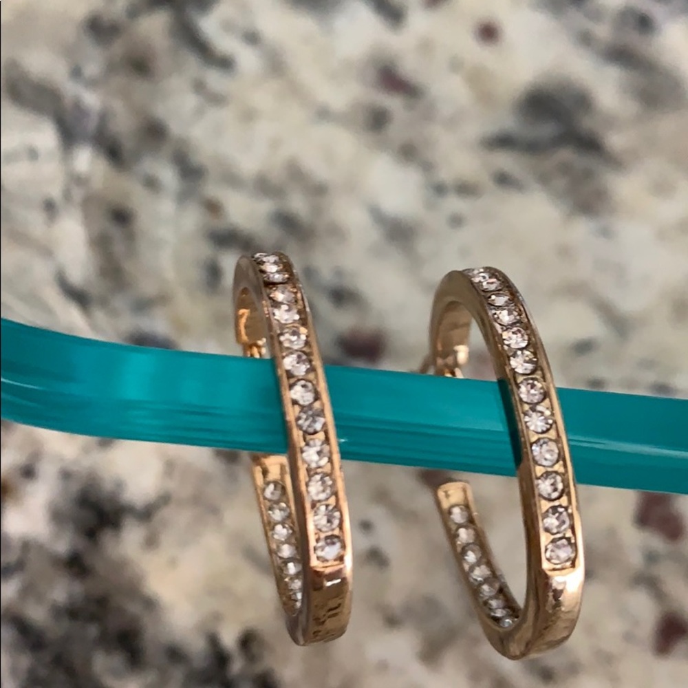Swarovski Crystal Hoop Earrings Rose Gold - Picture 2 of 5